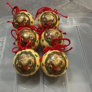Vintage Santa Claus Ornament Set with Red Accents